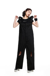 Casual Holes And Adjustable Straps Cotton Jumpsuit